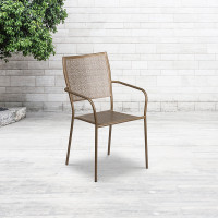 Flash Furniture CO-2-GD-GG Steel Patio Chair in Gold